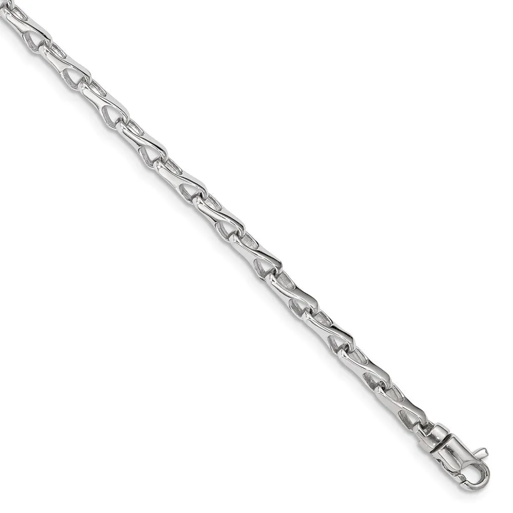 14K White Gold, 3.5mm Fancy Link Chain Bracelet