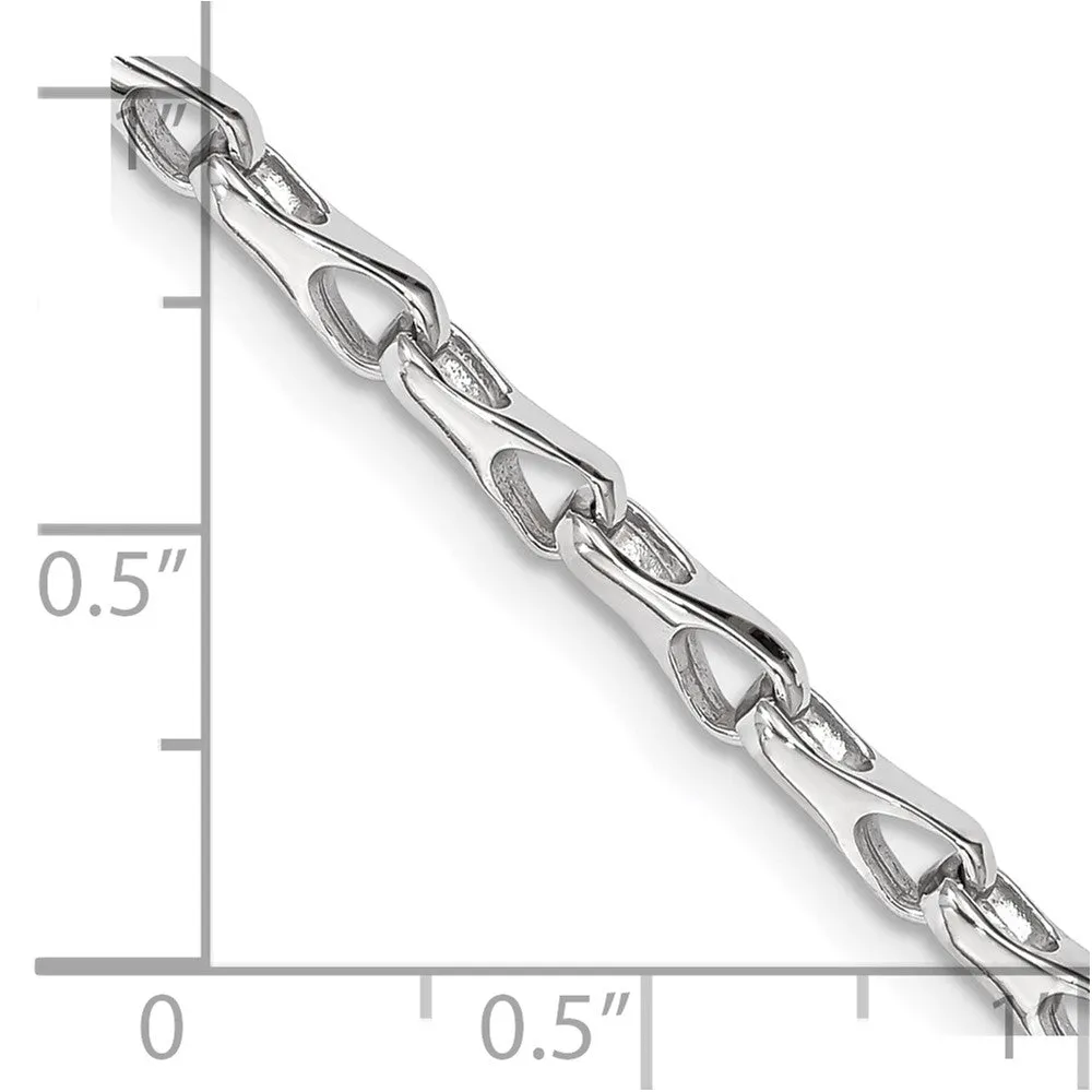 14K White Gold, 3.5mm Fancy Link Chain Bracelet