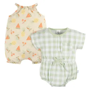 2-Pack Baby Girls Fruit Rompers