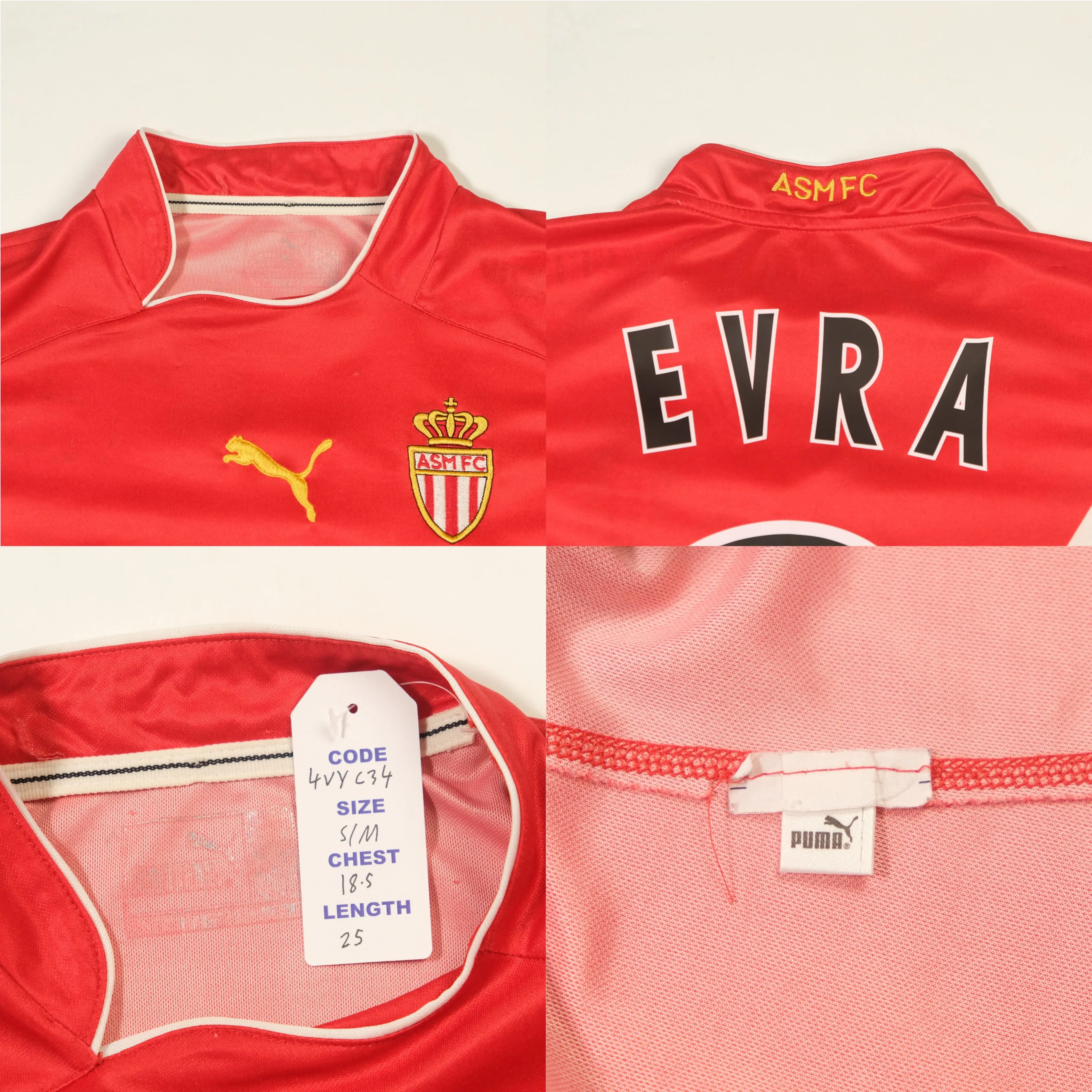 2003/04 AS MONACO HOME SHIRT PUMA EVRA (S/