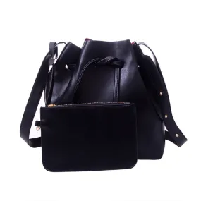 2PC Women's Handbags Luxury Shoulder Bags Bucket Designer Hand Bags For Women Black Bags Ladies Rivet Bolsa