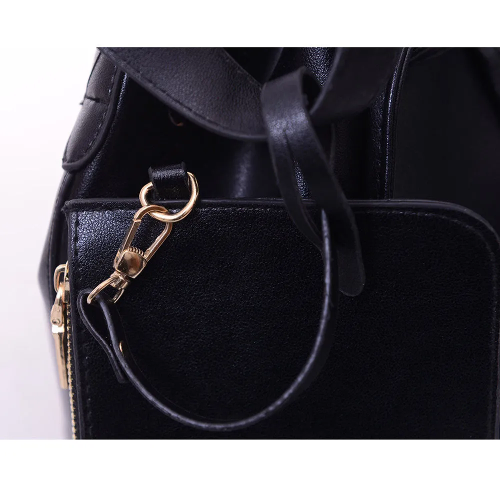 2PC Women's Handbags Luxury Shoulder Bags Bucket Designer Hand Bags For Women Black Bags Ladies Rivet Bolsa