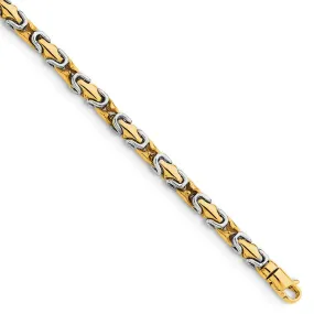 4.25mm 14K Two Tone Gold Fancy Chain Link Bracelet, 8 Inch