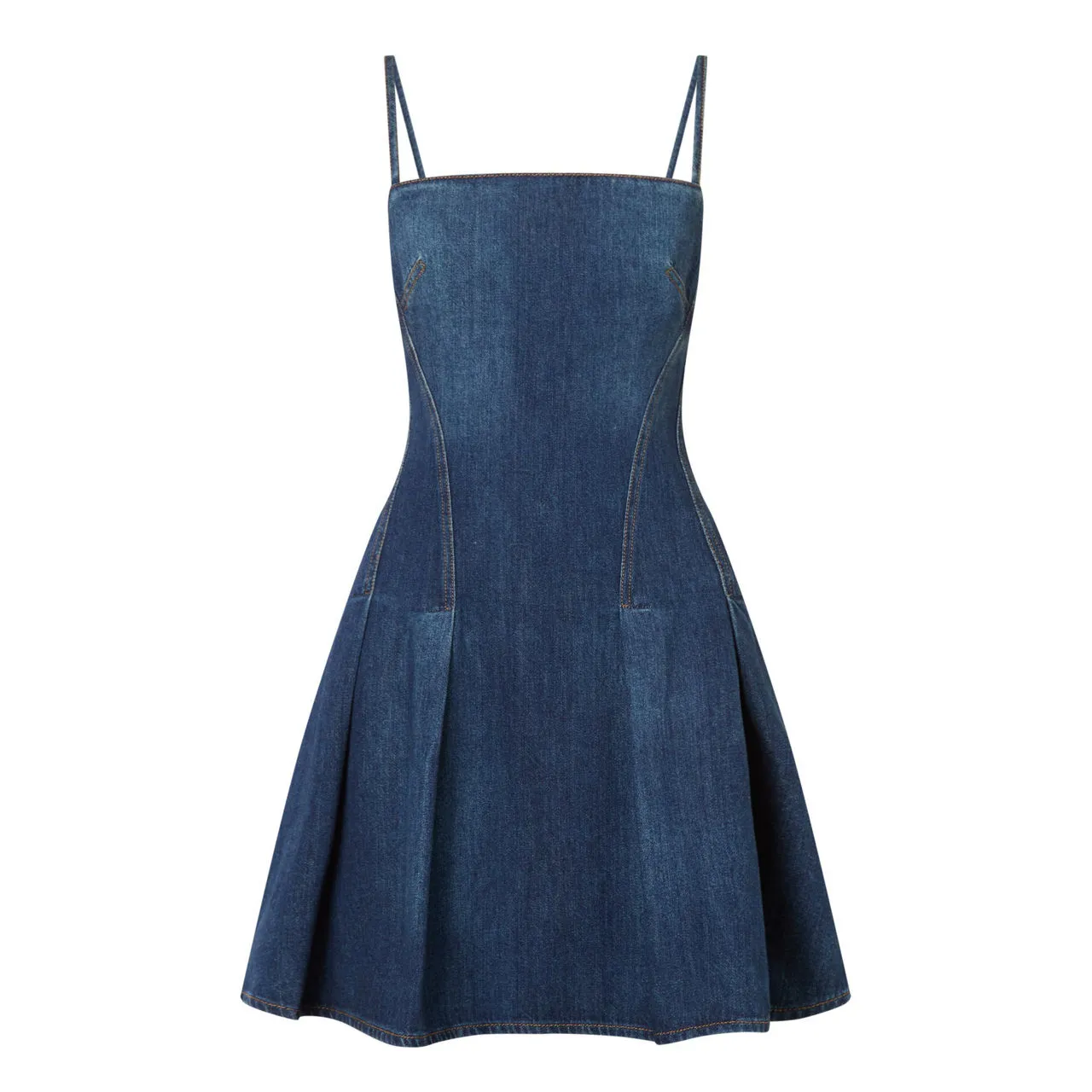 ALEXANDER MCQUEEN Denim Pleated Mini Dress - Blue