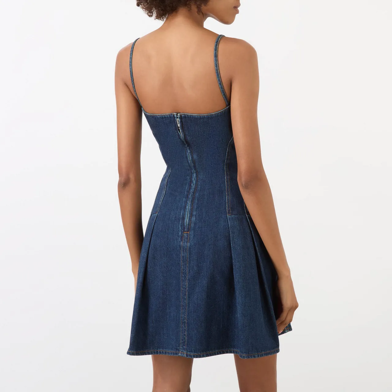 ALEXANDER MCQUEEN Denim Pleated Mini Dress - Blue