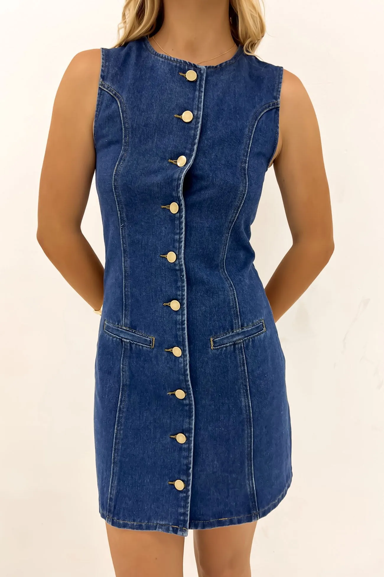 Arabella Denim Mini Dress Blue