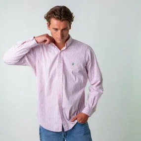 Baby Pink 90s Polo Ralph Lauren Classic Fit Longsleeve Casual Shirt (L)