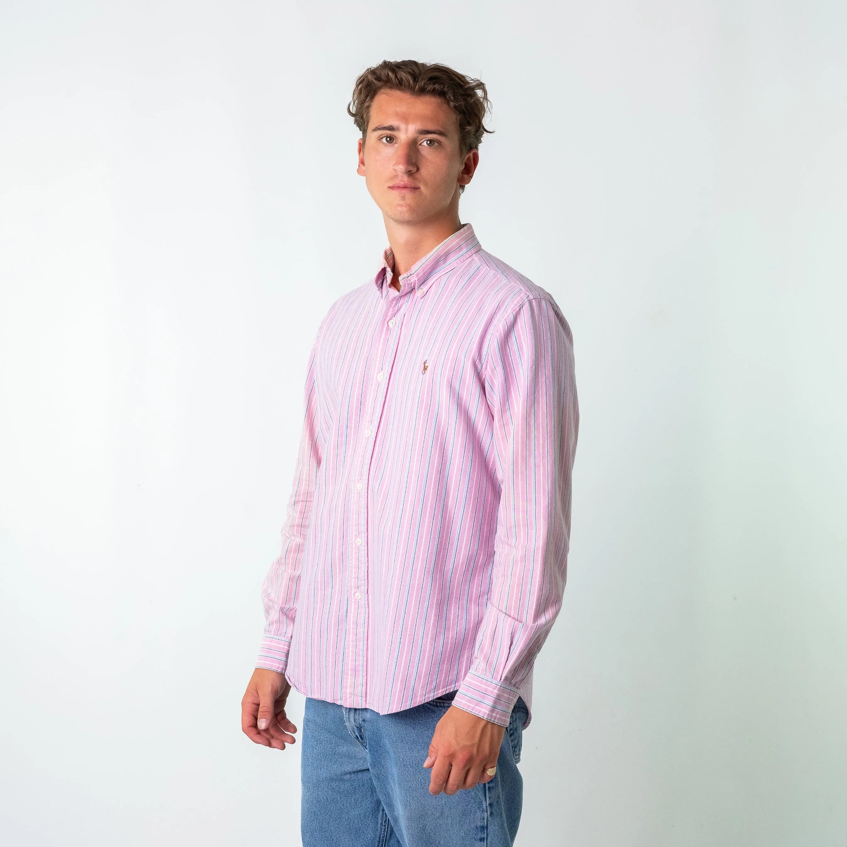 Baby Pink 90s Polo Ralph Lauren Longsleeve Casual Shirt (L)