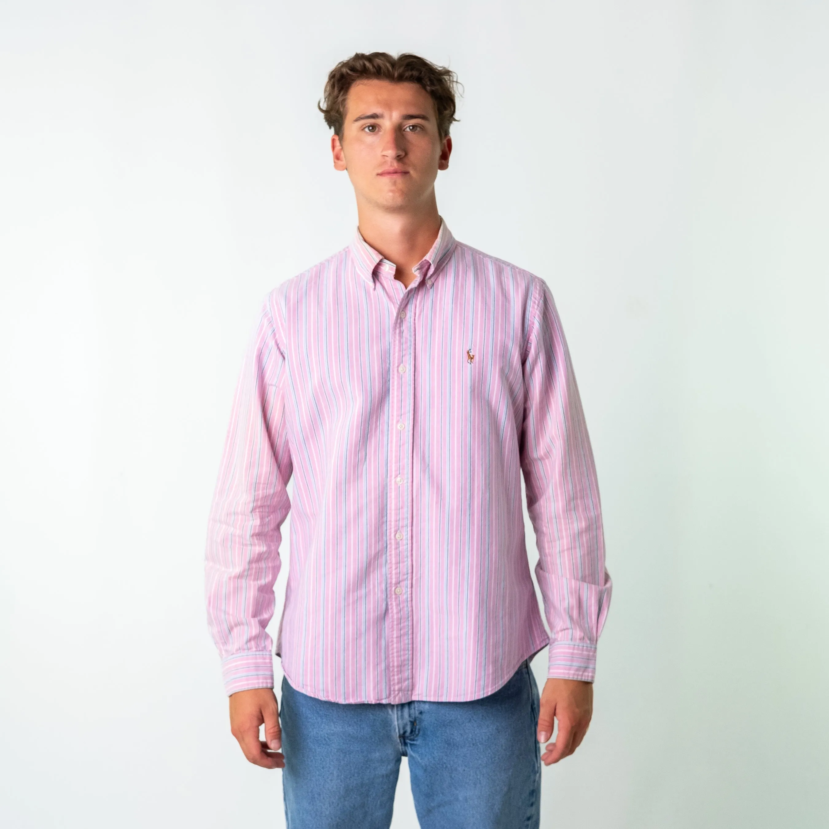 Baby Pink 90s Polo Ralph Lauren Longsleeve Casual Shirt (L)