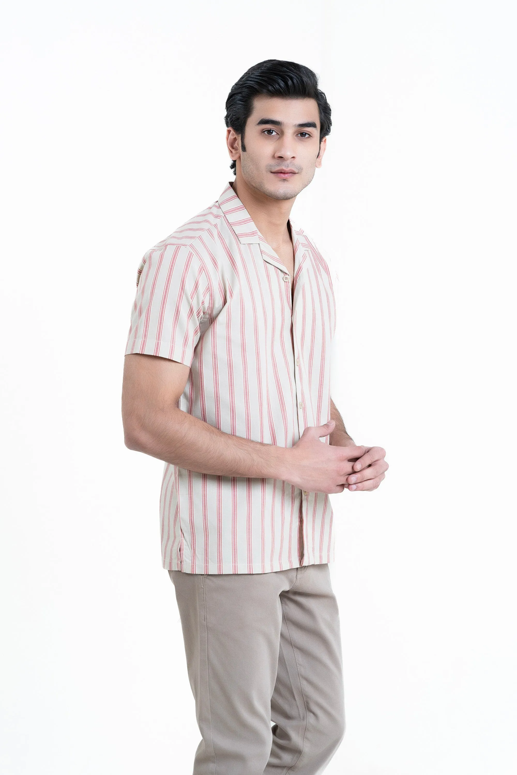 Beige Half Sleeves Casual Shirt