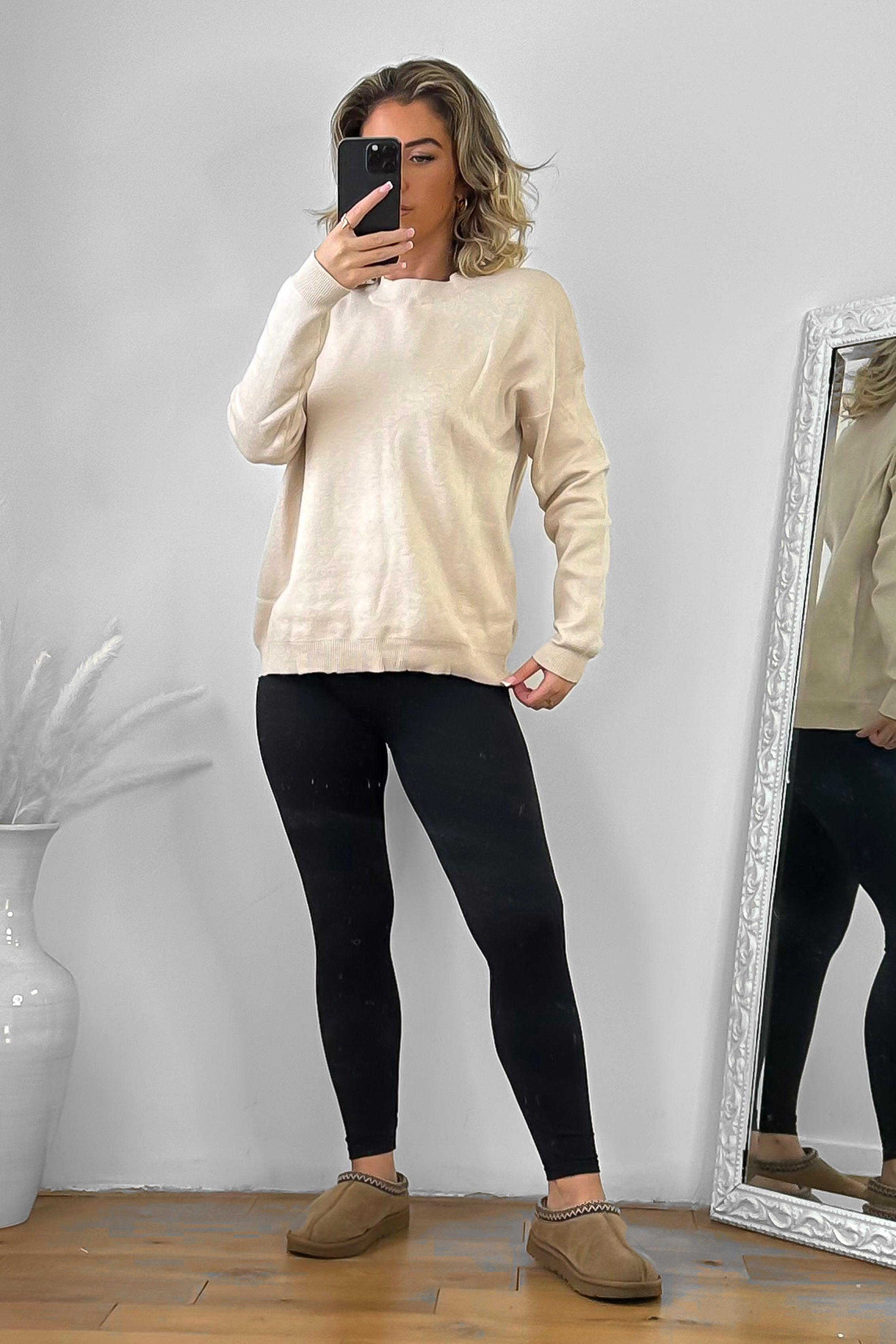 Beige Sweatshirt Style Pullover