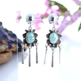 Blue Carico Lake Turquoise Earrings Scroll Design Dangle