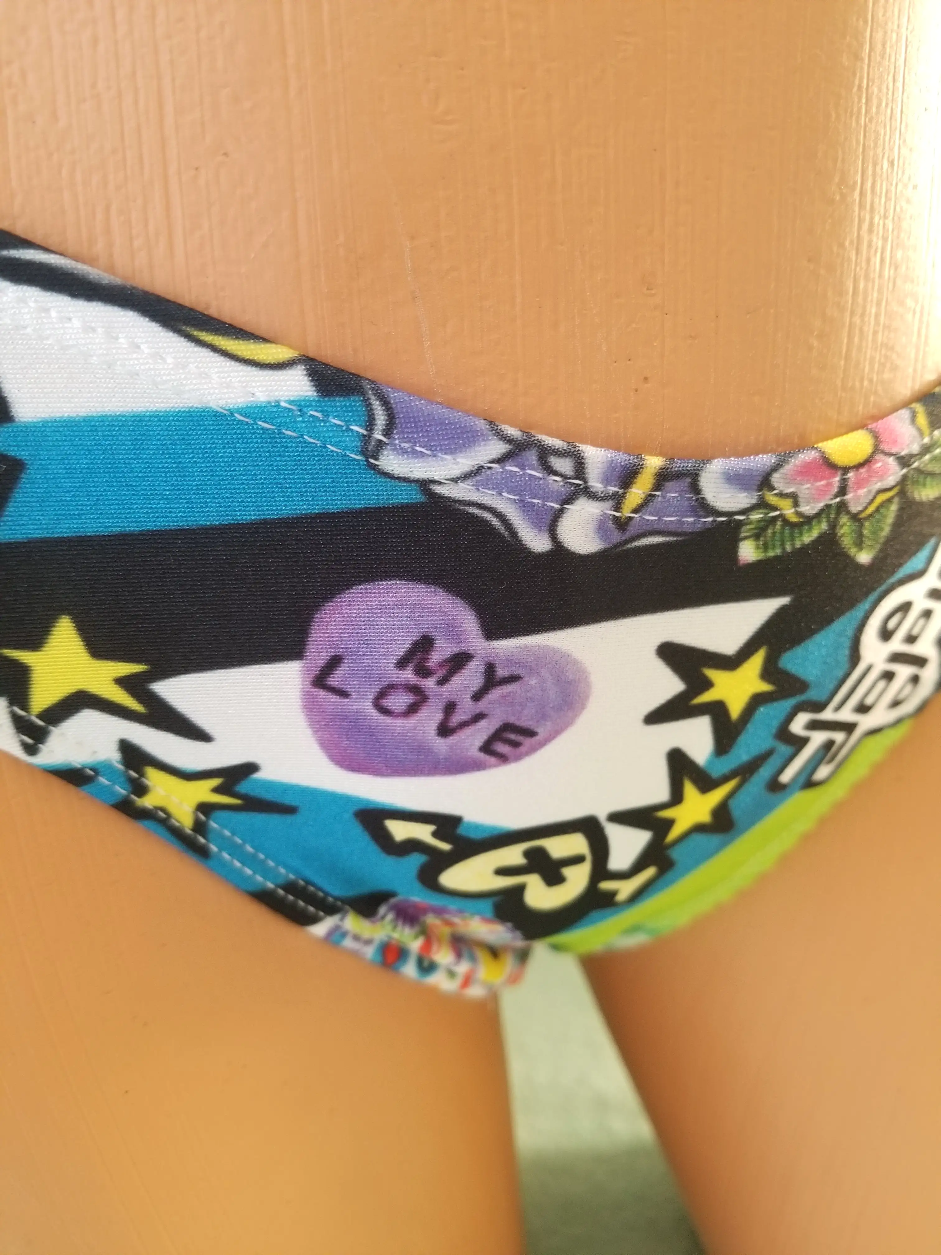 Comic Book Print Thong Bikini