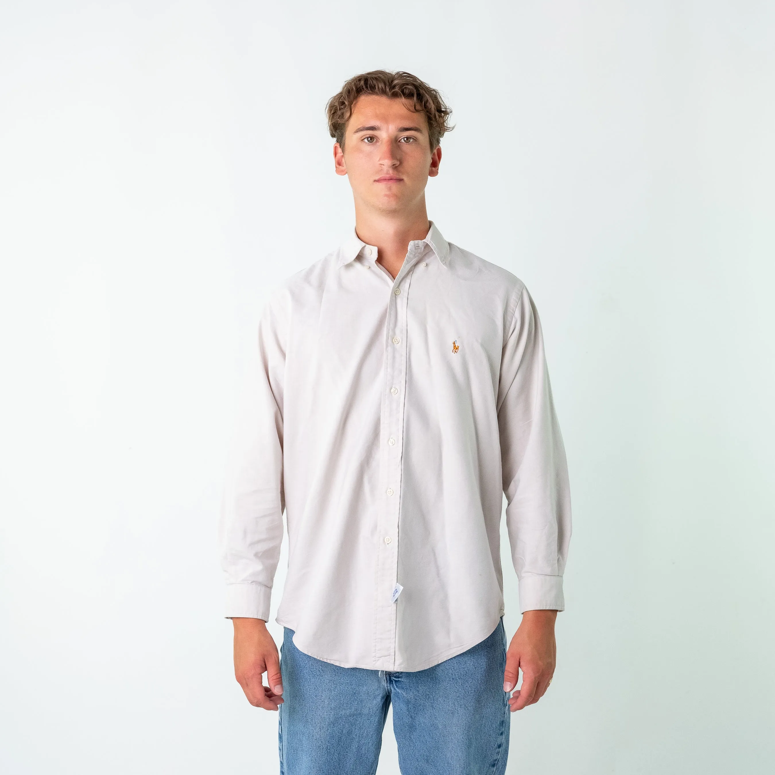 Cream 90s Polo Ralph Lauren Longsleeve Casual Shirt (L)