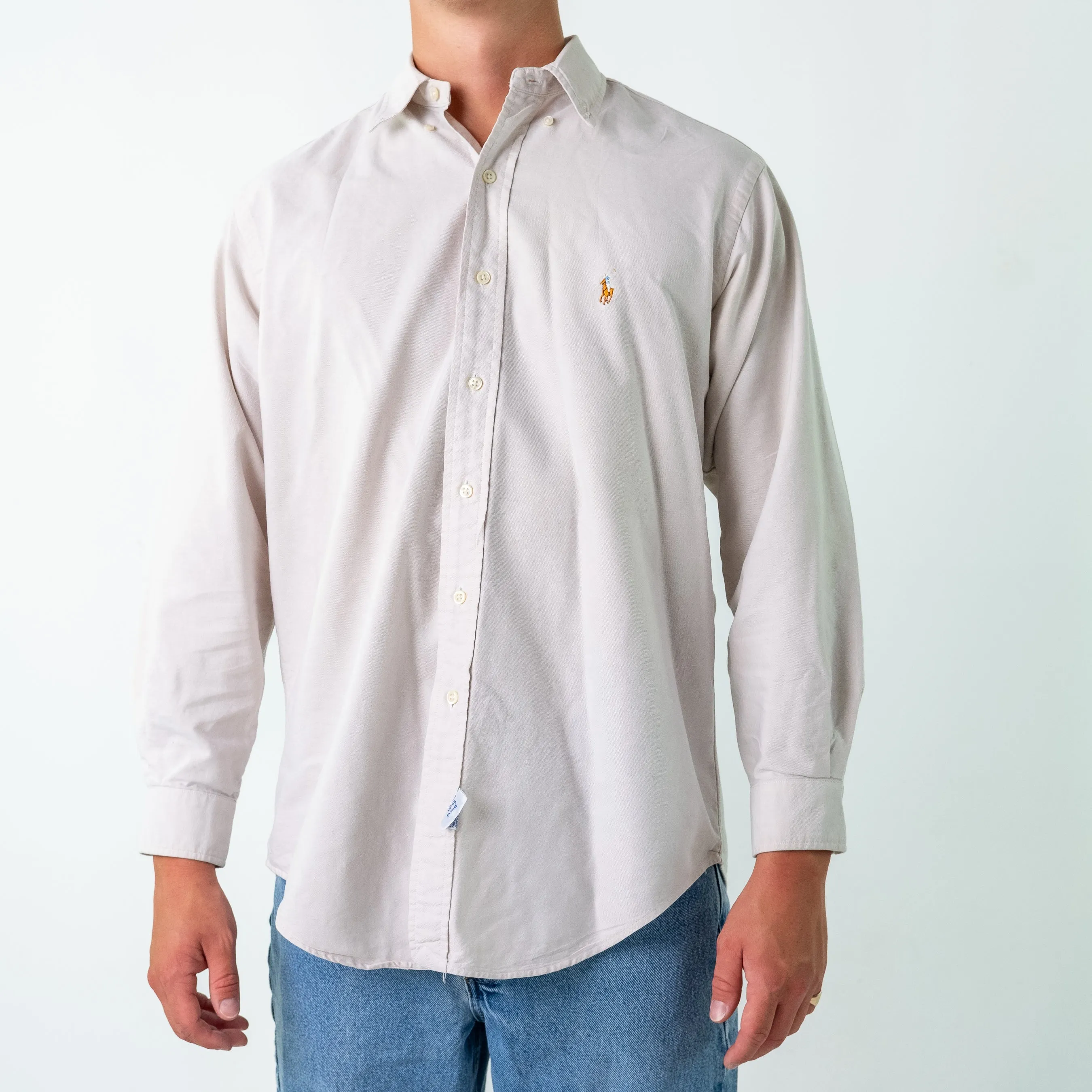 Cream 90s Polo Ralph Lauren Longsleeve Casual Shirt (L)