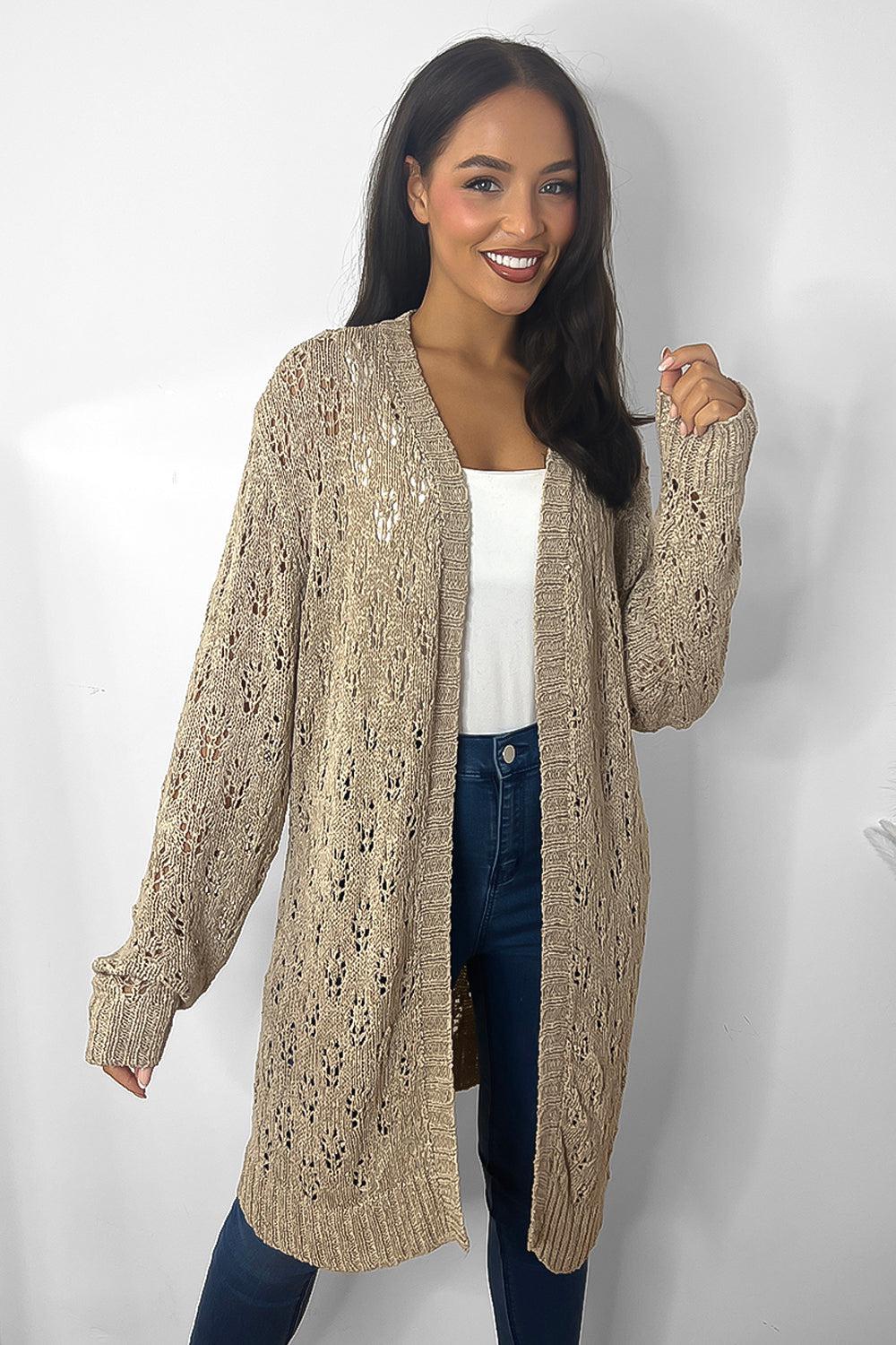 Crochet Knit Open Front Cardigan