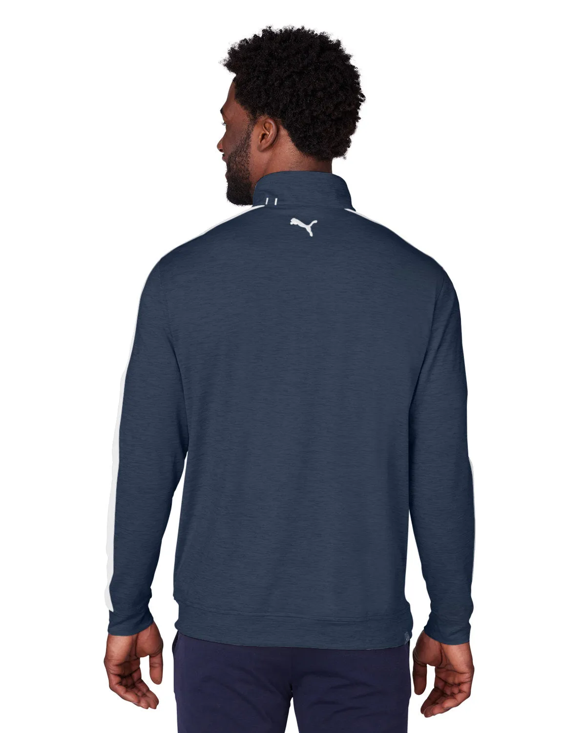 Custom Puma Men's Cloudspun Quarter-Zip, Navy Blaze Heather