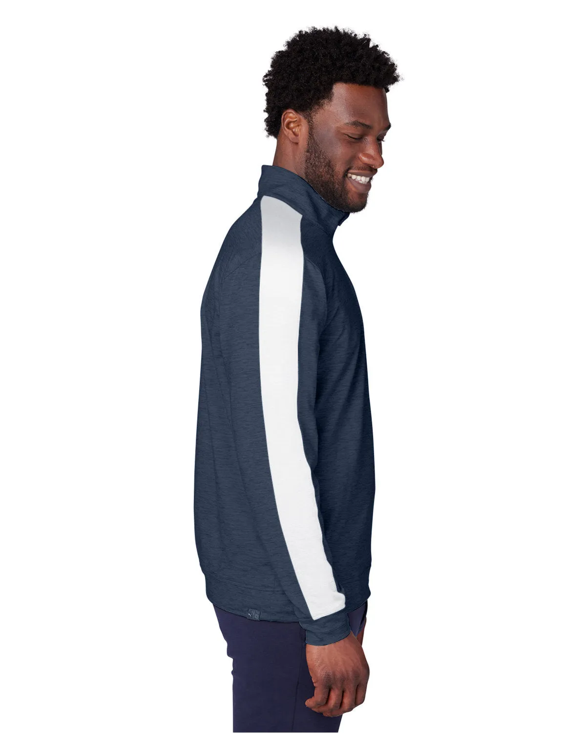 Custom Puma Men's Cloudspun Quarter-Zip, Navy Blaze Heather