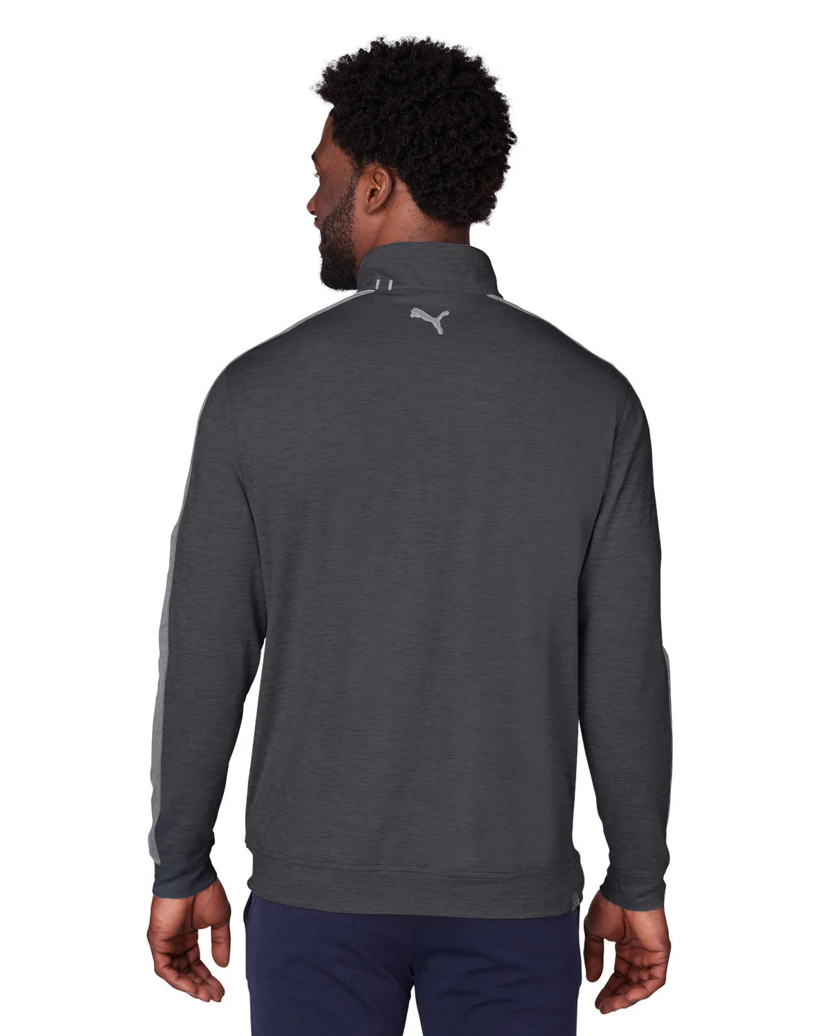 Custom Puma Men's Cloudspun Quarter-Zip, Puma Black Heather