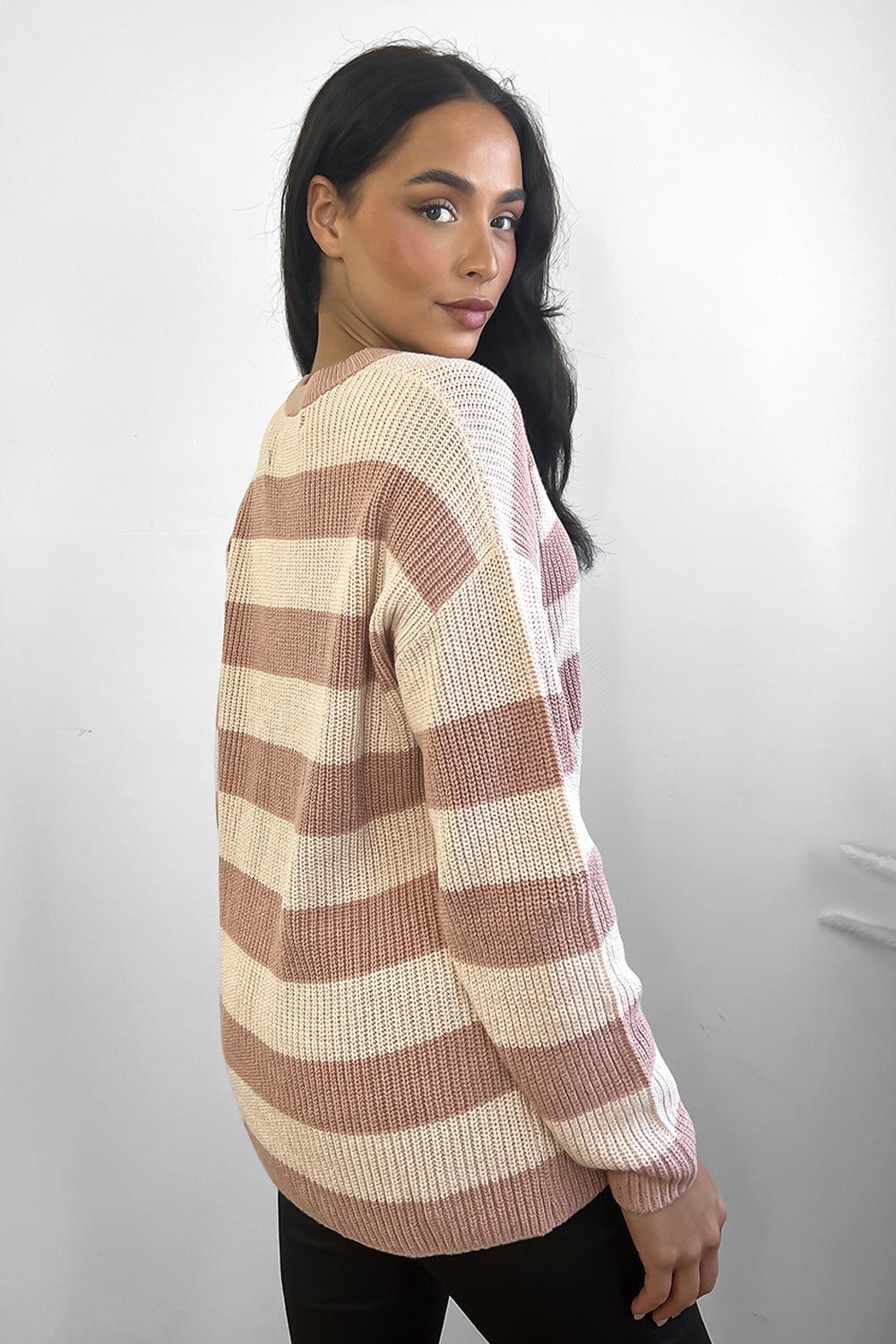 Dusty Pink Stripe Longline Pullover