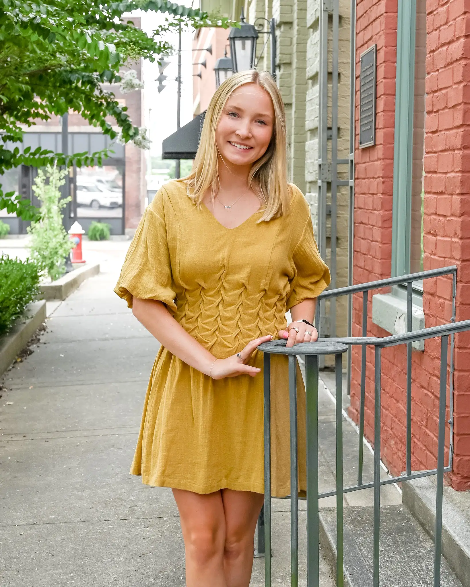 Evelyn Smocked Waist Mini Dress