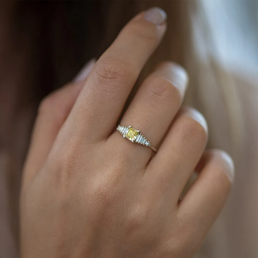 Fancy Yellow Diamond Ring with GIA certified diamond