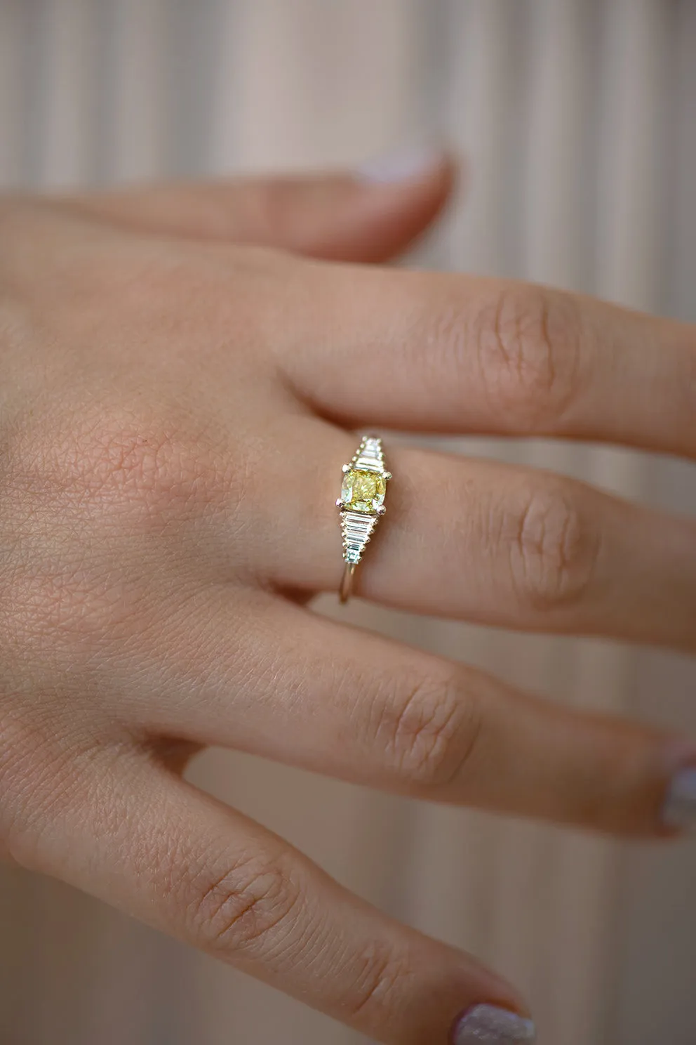 Fancy Yellow Diamond Ring with GIA certified diamond