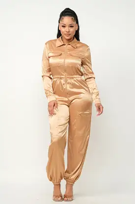 Front Zipper Pockets Top And Pants Jumpsuit