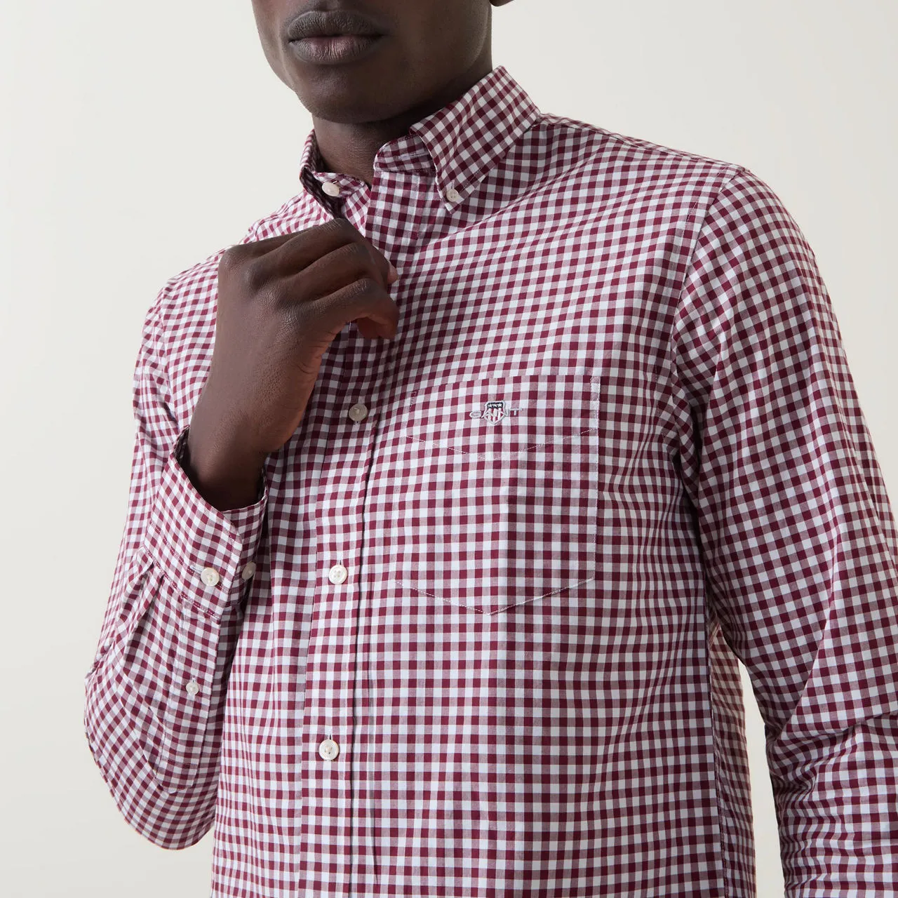 GANT Gingham Single-Cuff Casual Shirt - Wine