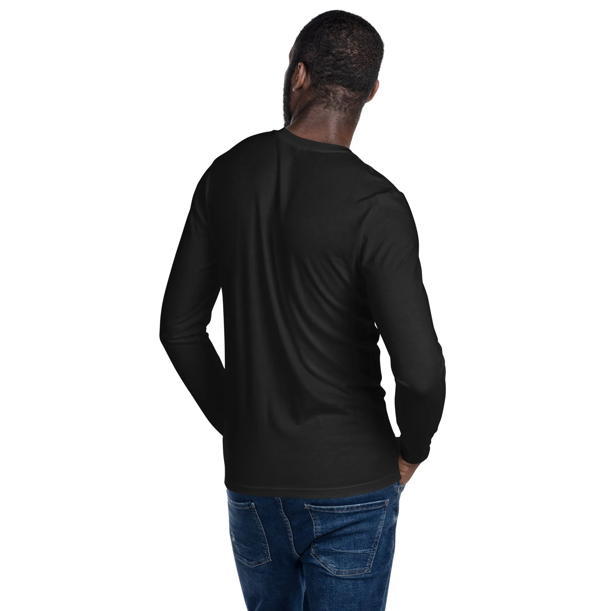 Gerald Black Cotton Black Long Sleeve Fitted Crew Statement T-Shirts