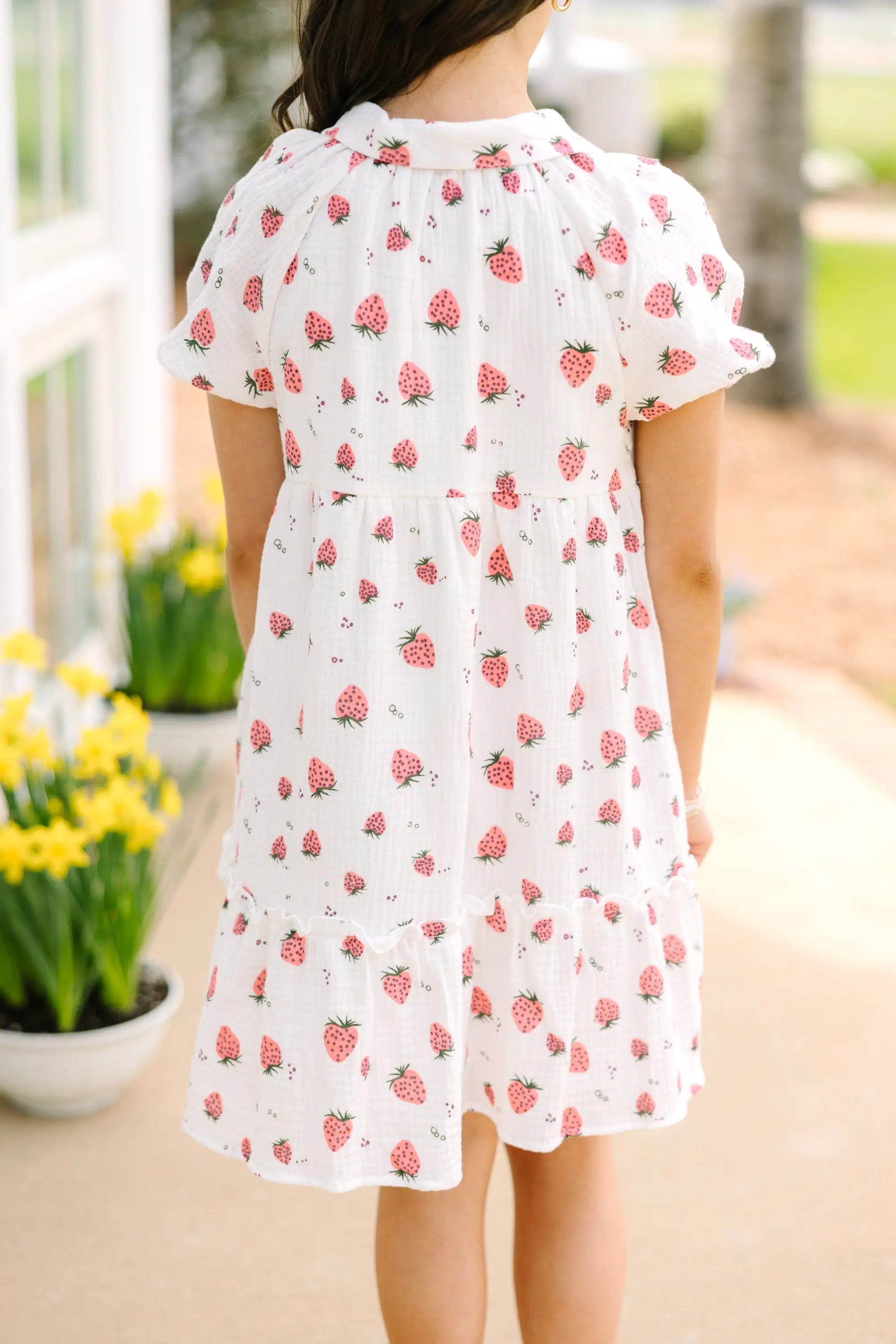 Girls: Meet You There Off White Strawberry Print Dress