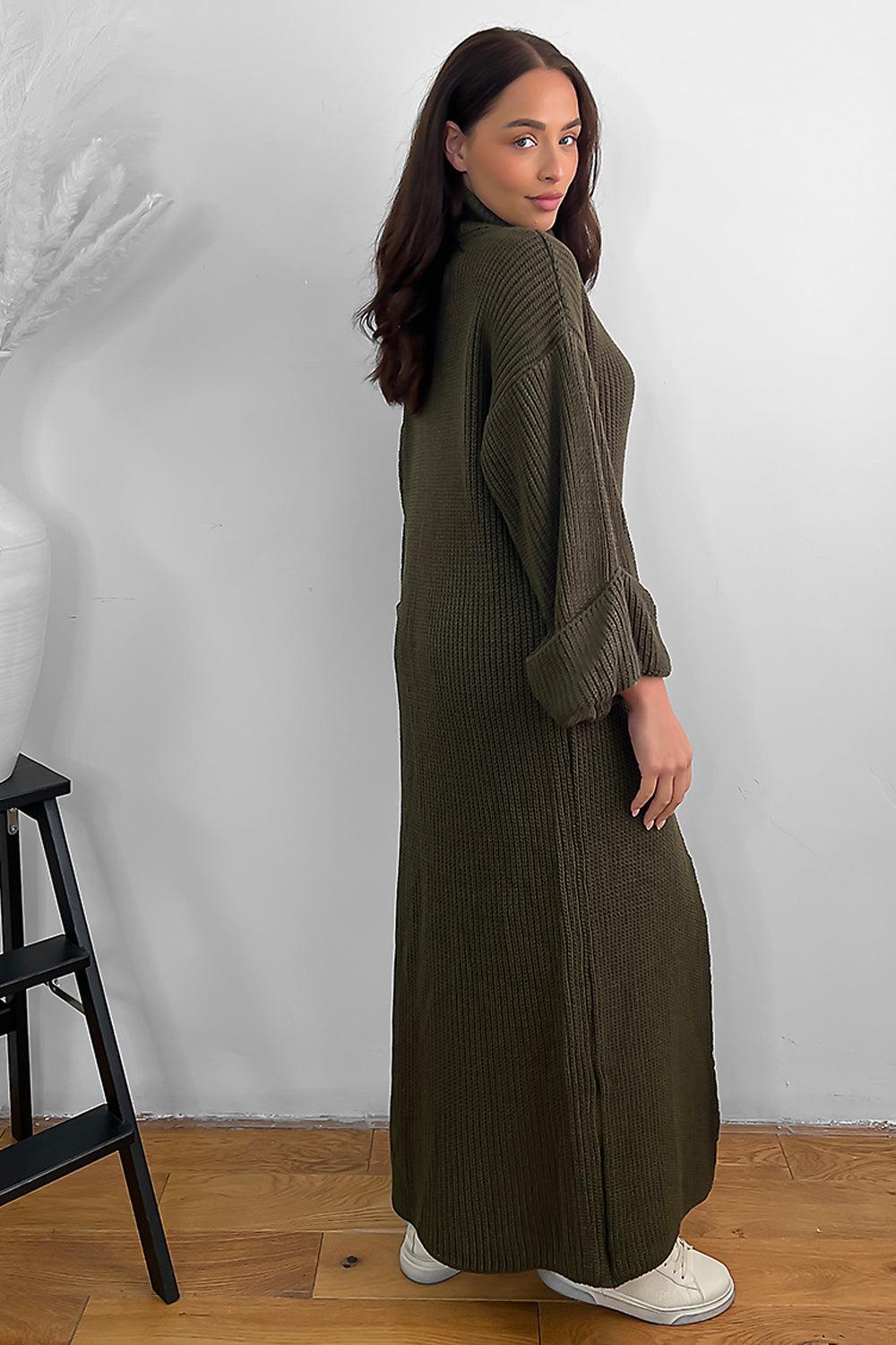 High Neck Front Split Maxi Pullover