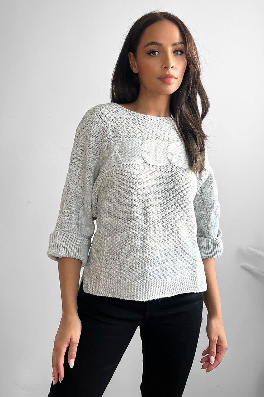 Horizontal Braid Slouchy Fit Pullover