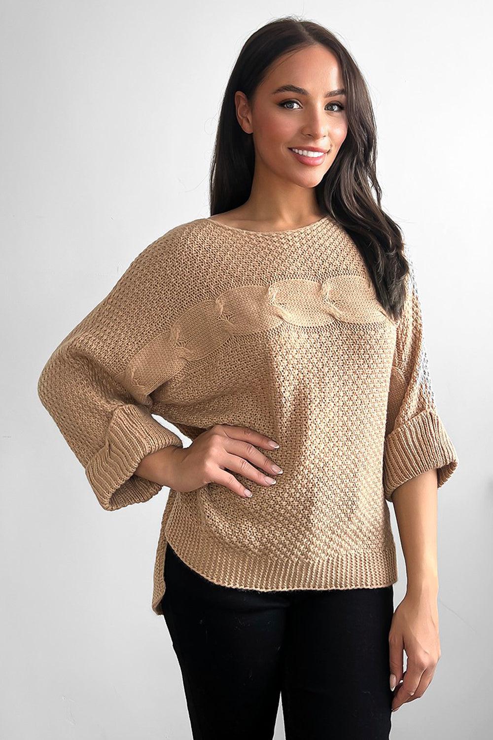 Horizontal Braid Slouchy Fit Pullover