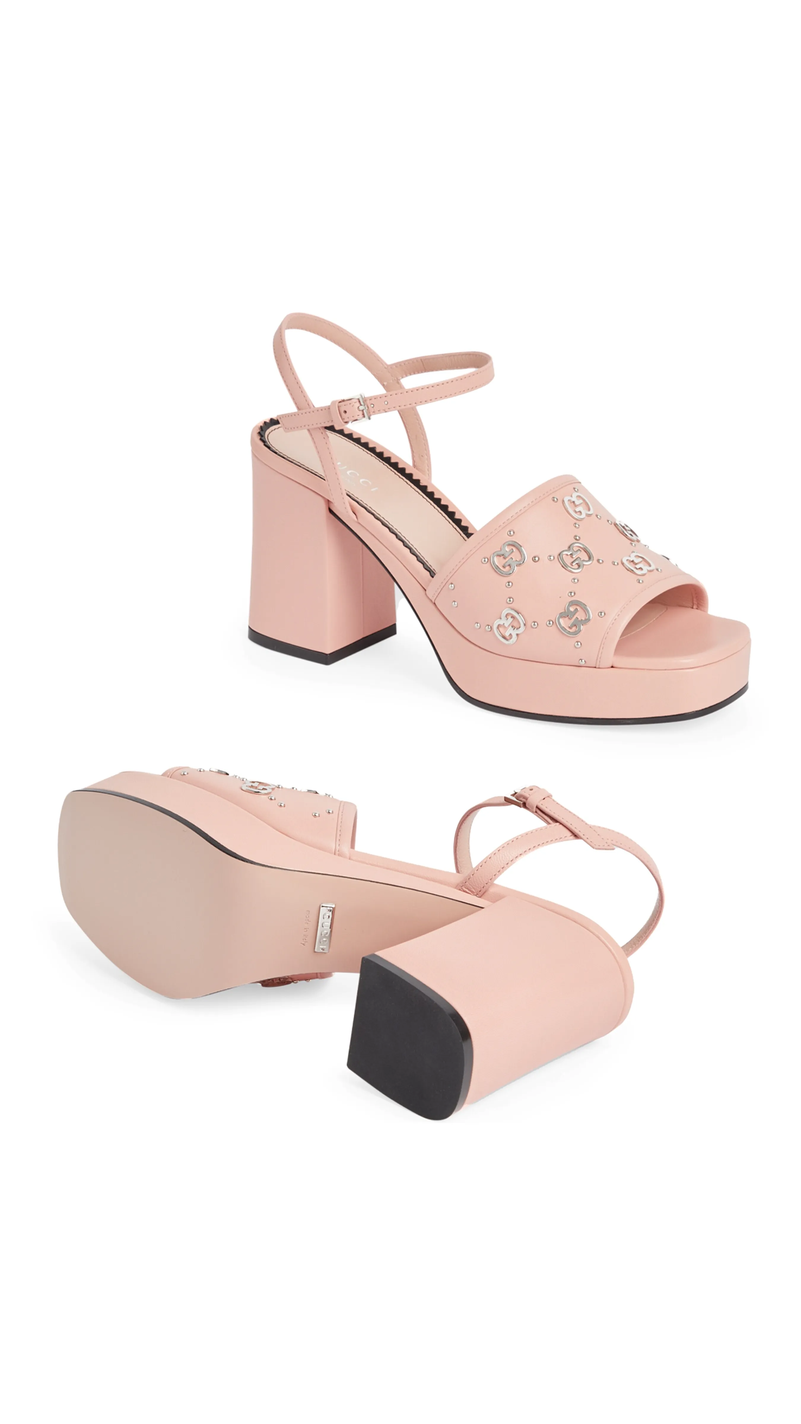 Interlocking G Stud Sandal - Pink