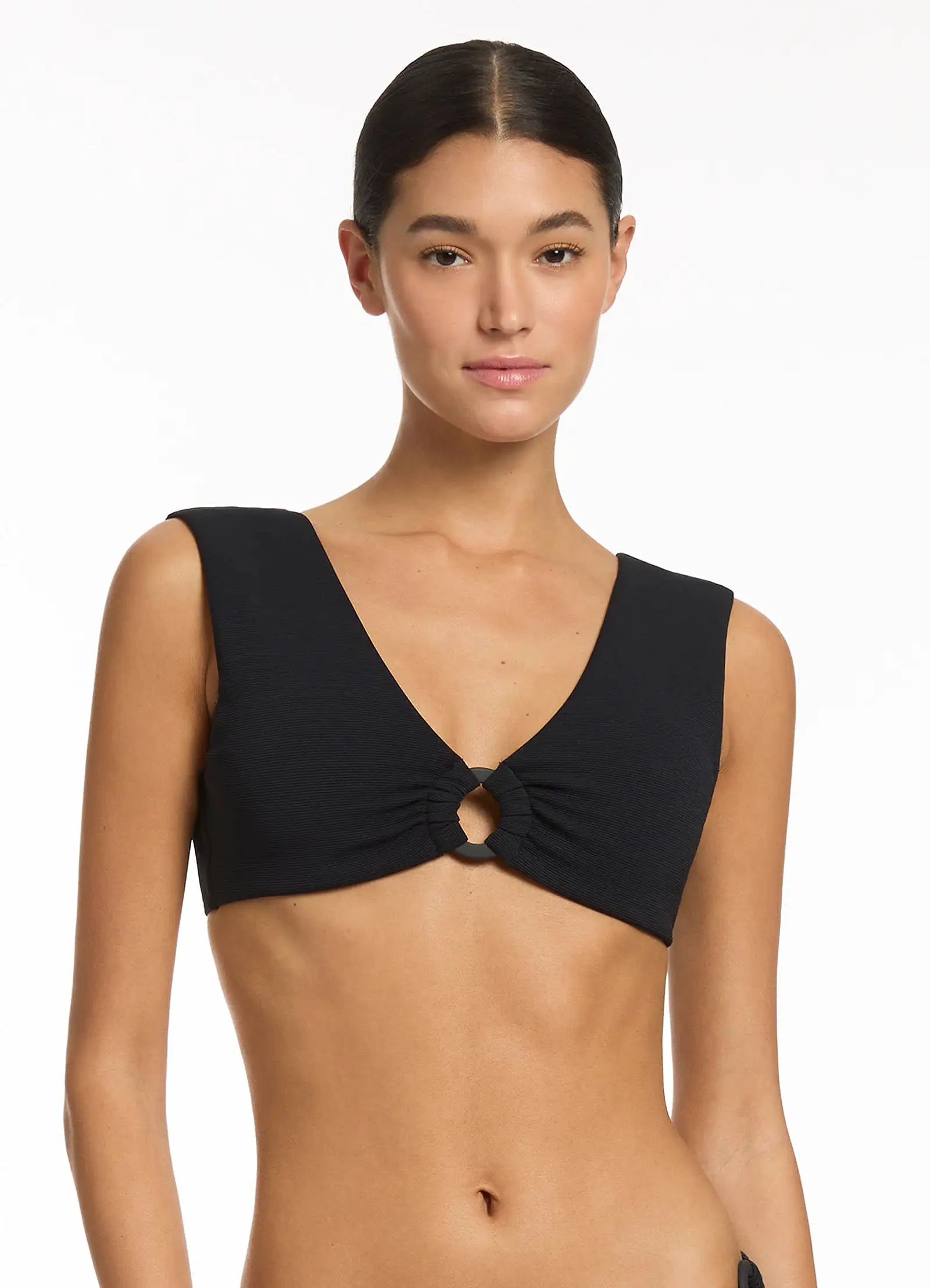 Isla Rib Wide Strap Top - Black