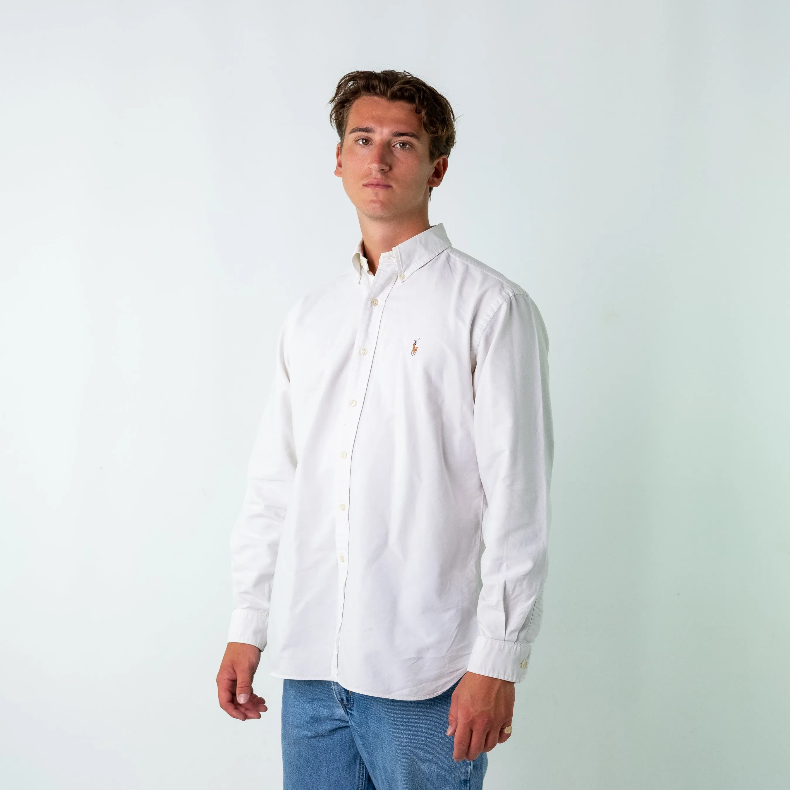 Ivory 90s Polo Ralph Lauren Longsleeve Casual Shirt (L)