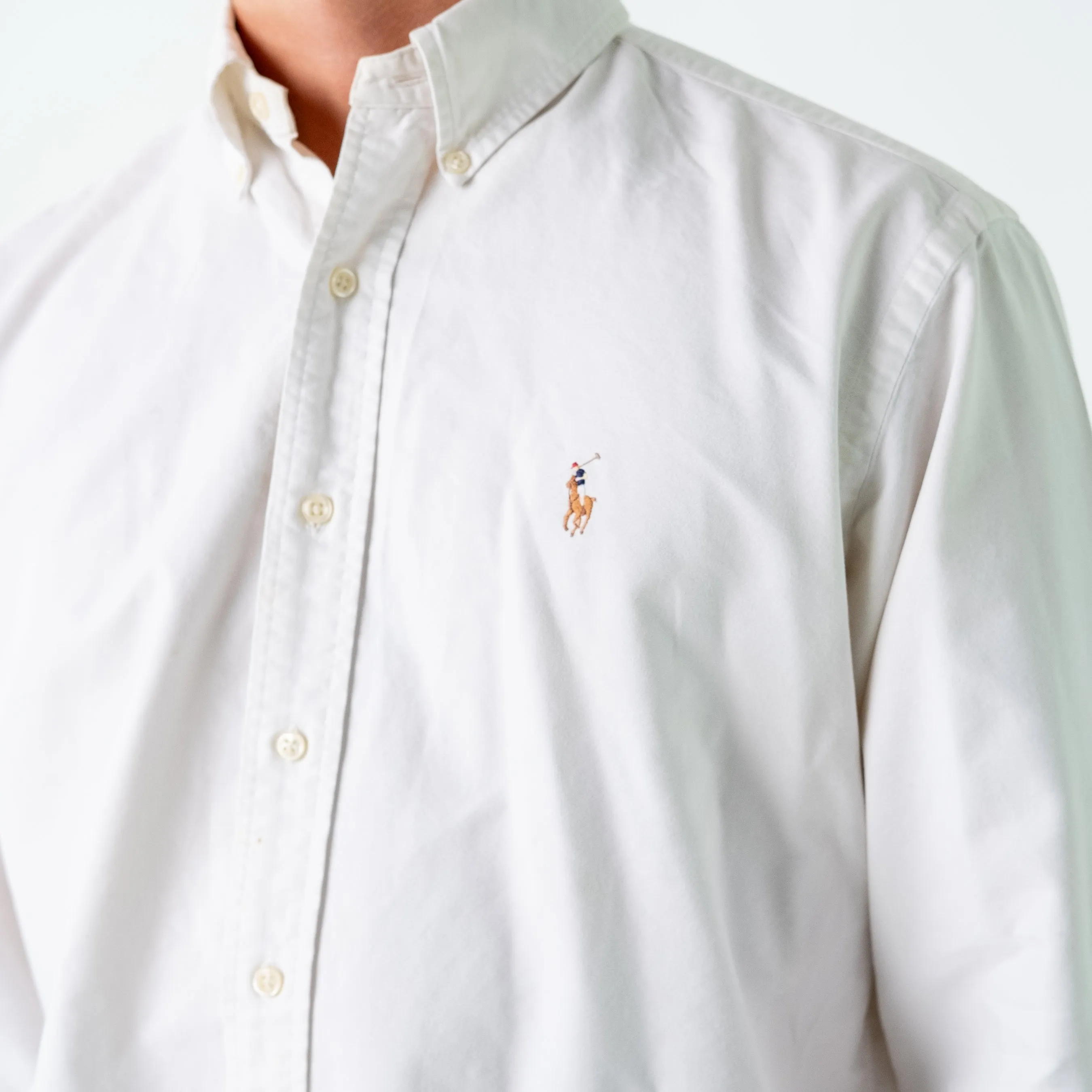 Ivory 90s Polo Ralph Lauren Longsleeve Casual Shirt (L)