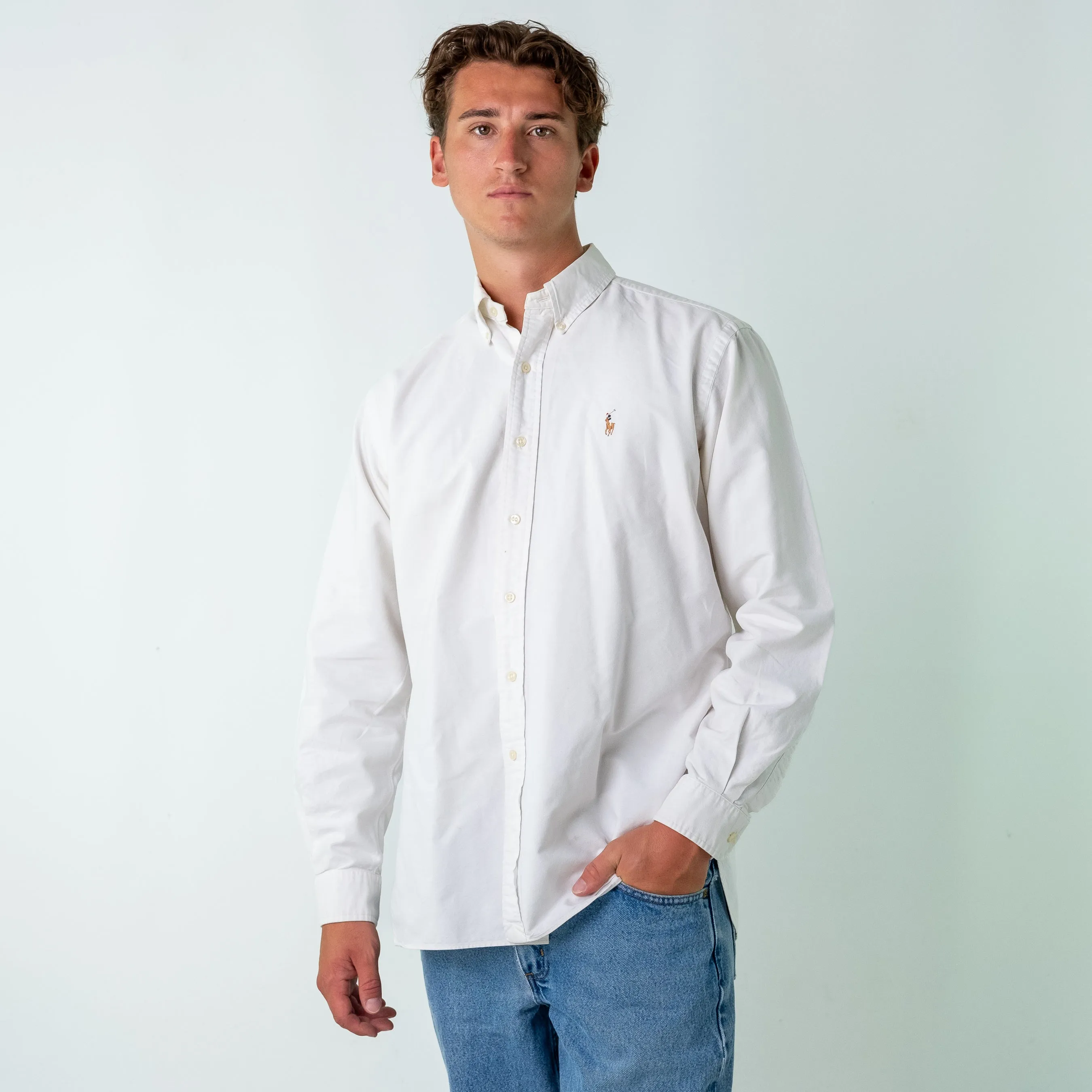 Ivory 90s Polo Ralph Lauren Longsleeve Casual Shirt (L)