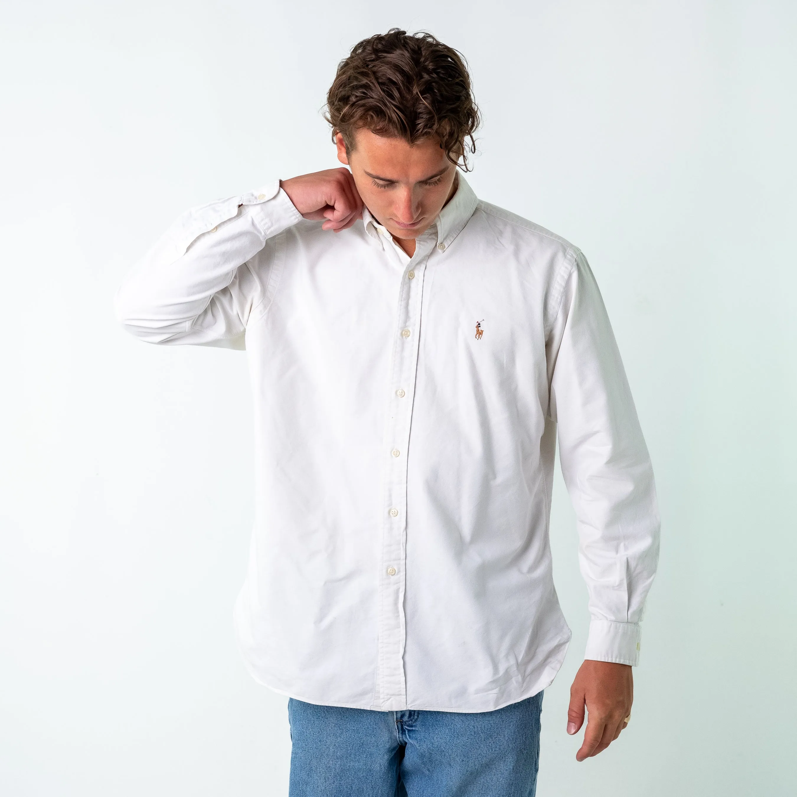 Ivory 90s Polo Ralph Lauren Longsleeve Casual Shirt (L)