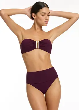 Jetset Fold Down High Waisted Bikini Bottom - Port