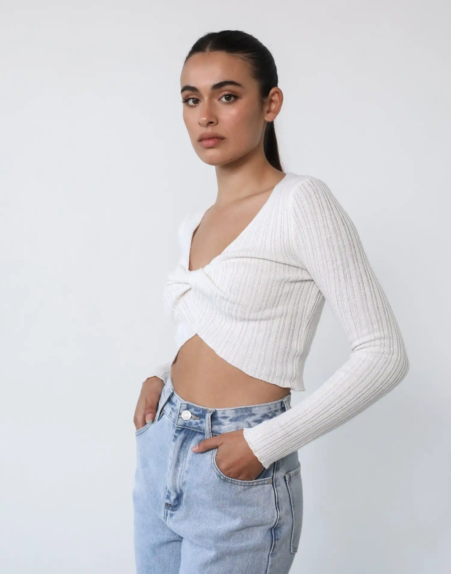 Katia Long Sleeve Top (White)