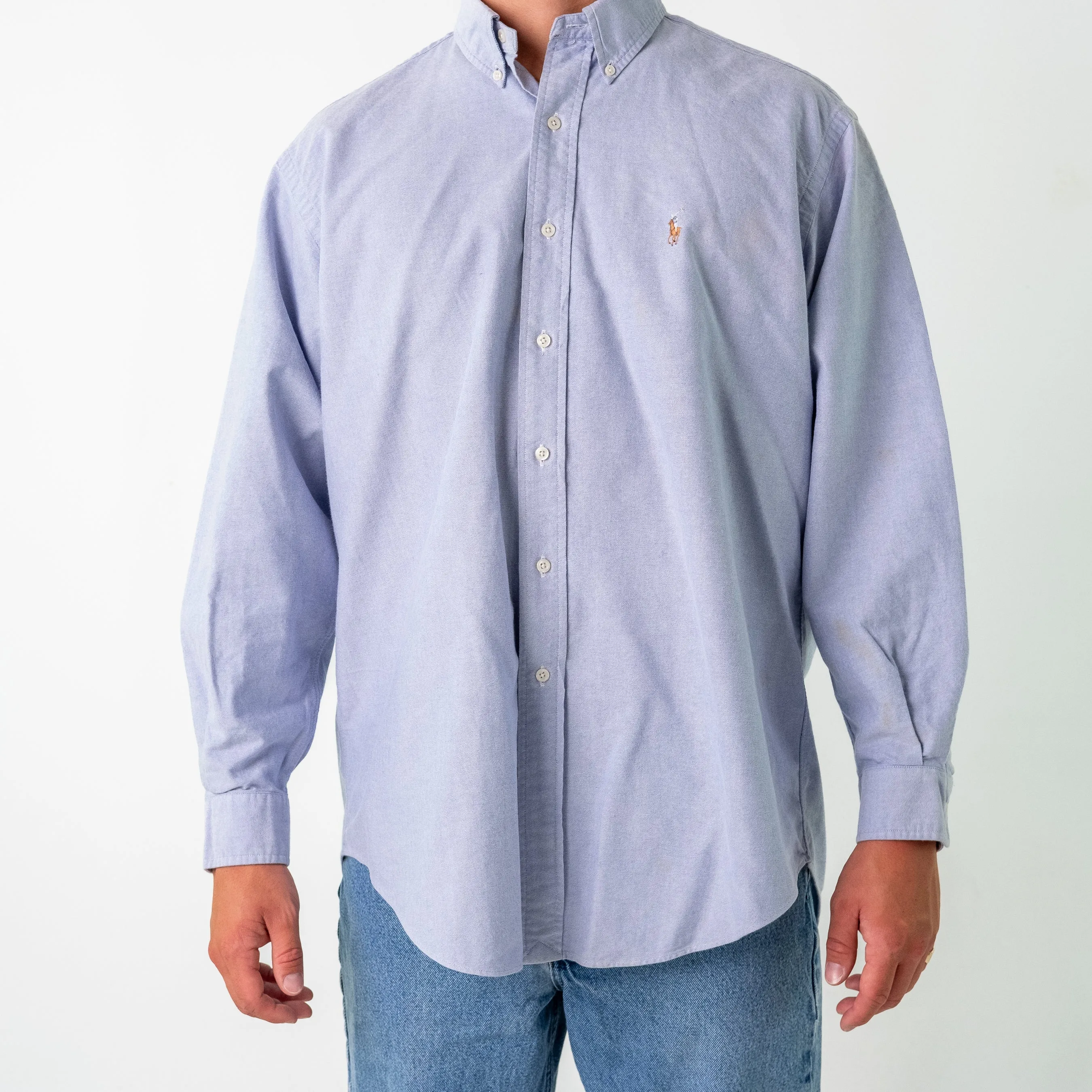 Light Blue 90s Polo Ralph LaurenYarmouth Longsleeve Casual Shirt (L)