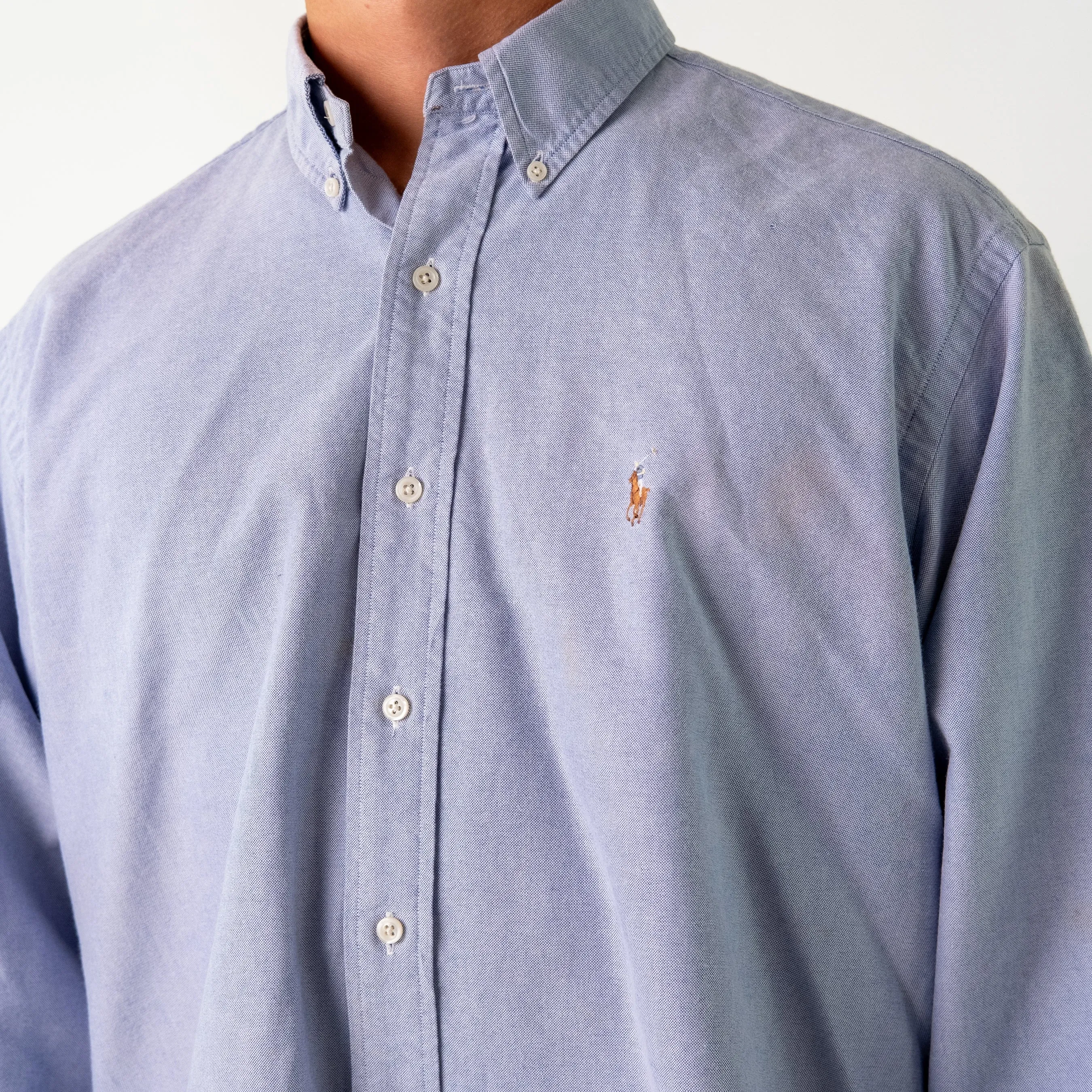 Light Blue 90s Polo Ralph LaurenYarmouth Longsleeve Casual Shirt (L)