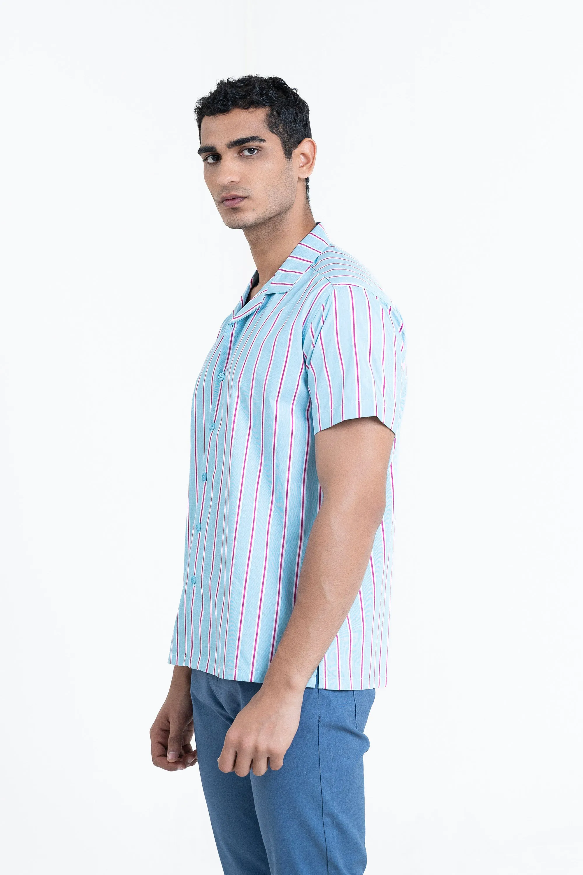 Light Blue Half Sleeves Casual Shirt