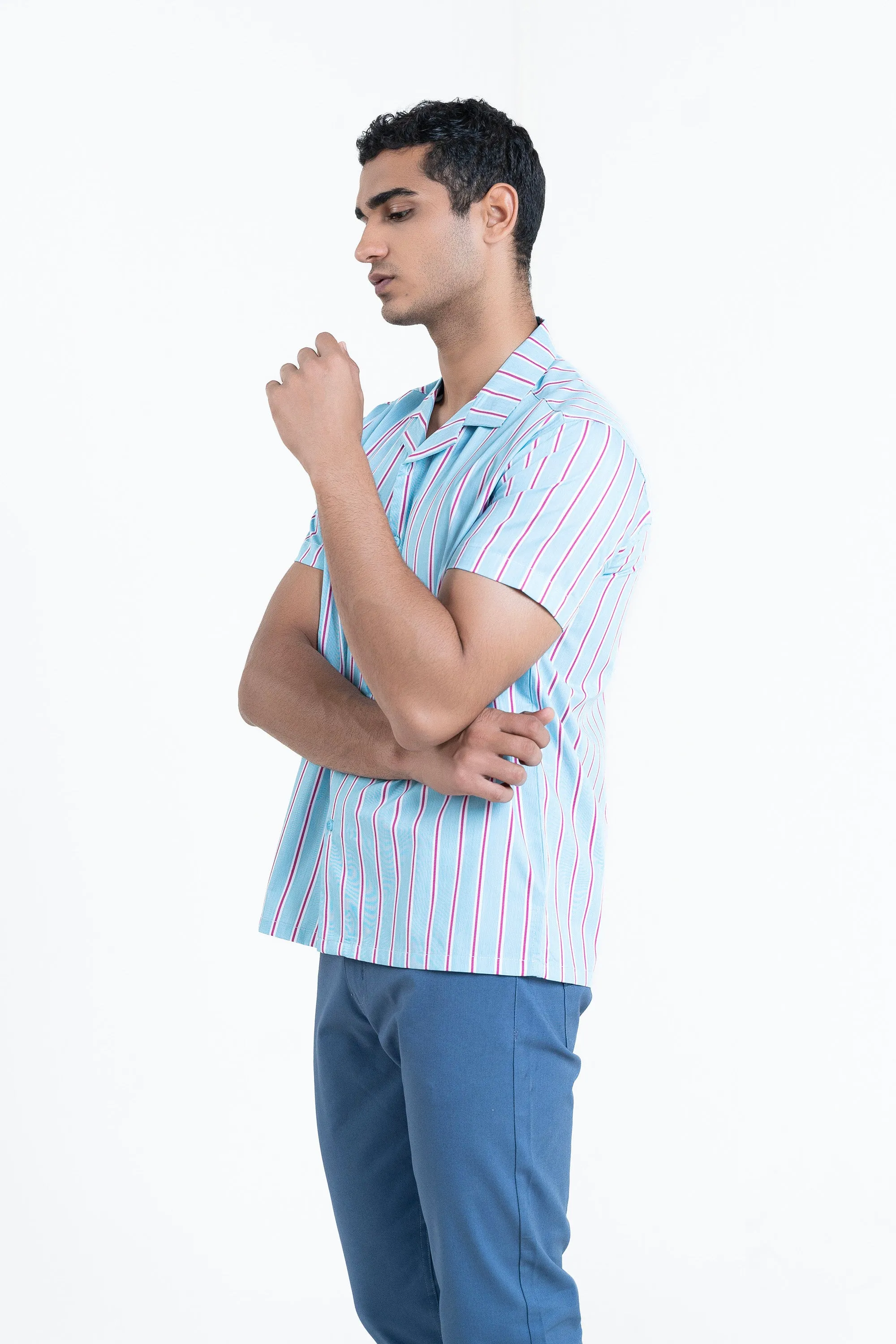 Light Blue Half Sleeves Casual Shirt