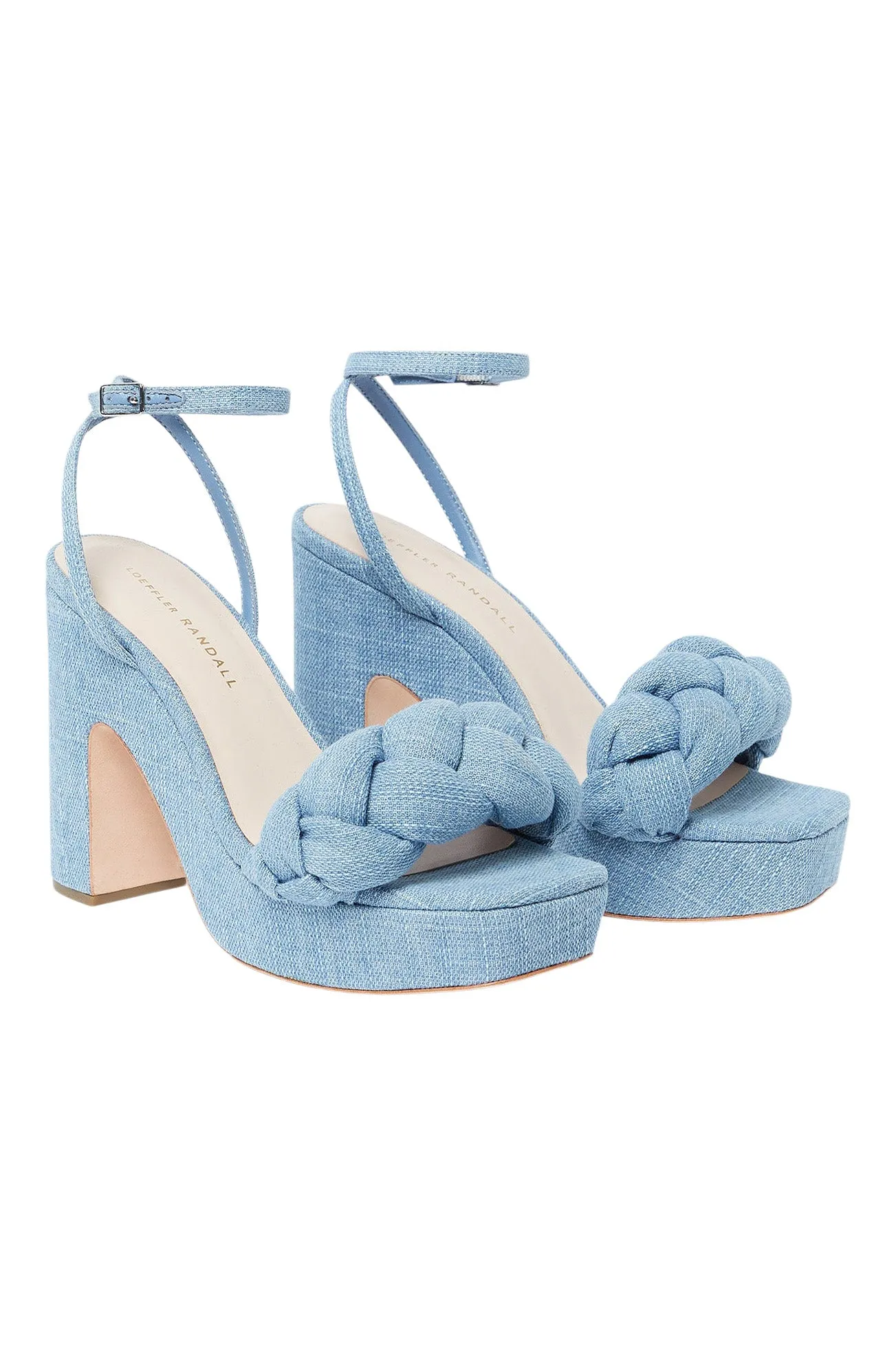 Loeffler Randall Fae Platform Denim Sandals in Blue