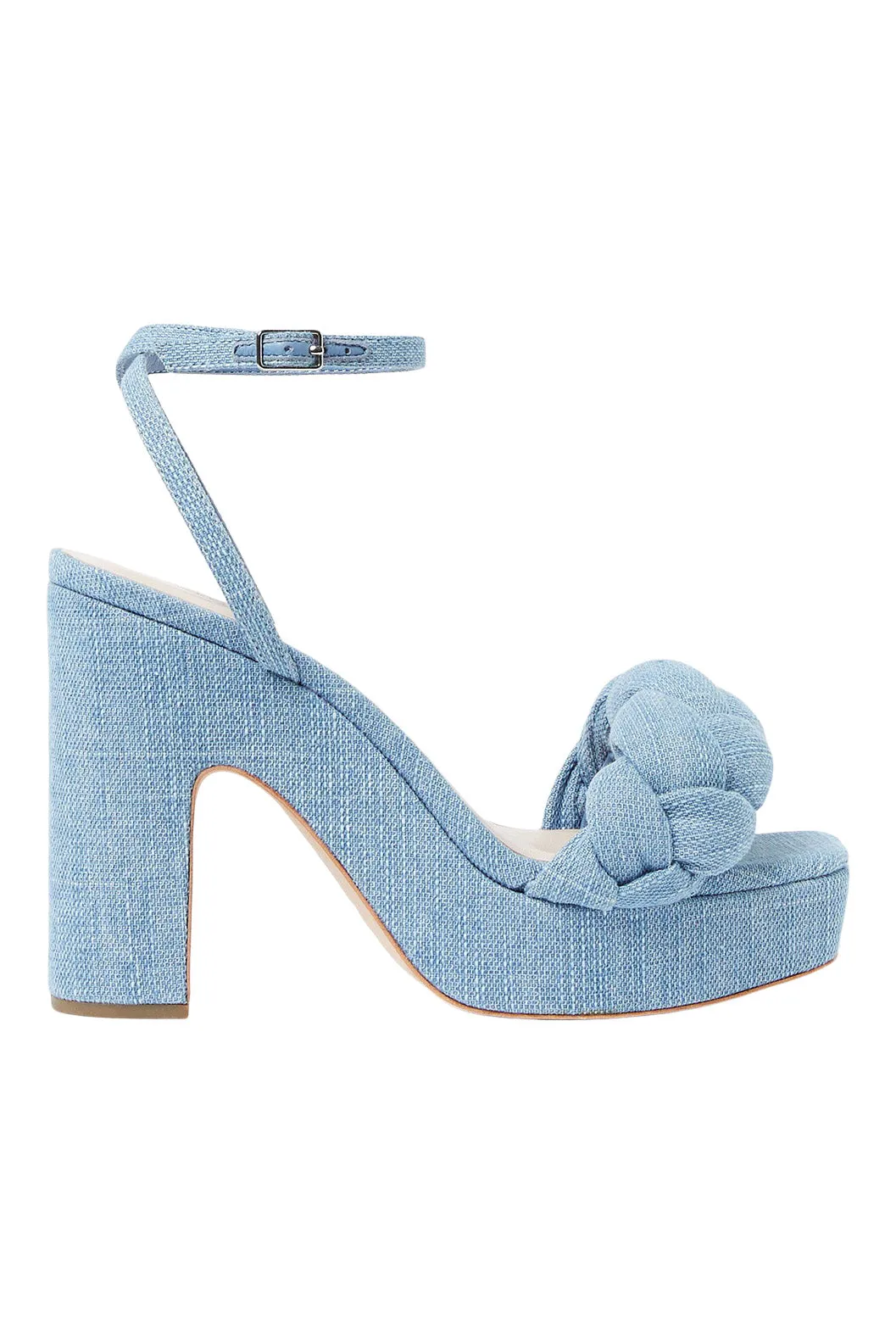 Loeffler Randall Fae Platform Denim Sandals in Blue