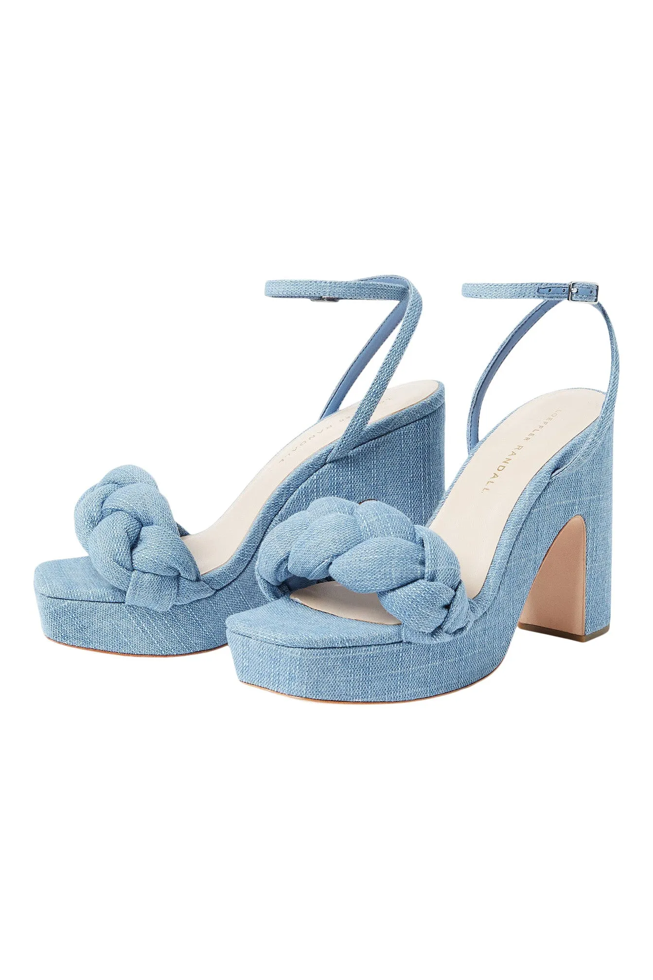 Loeffler Randall Fae Platform Denim Sandals in Blue