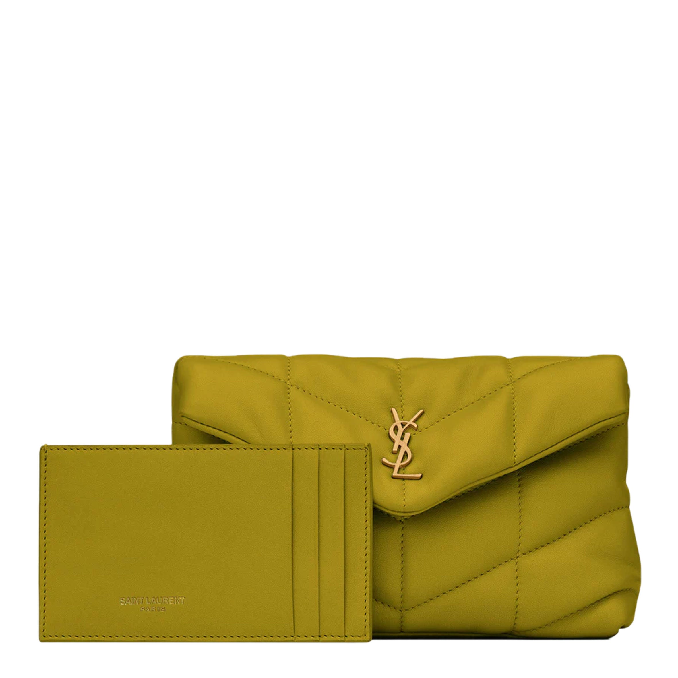 Loulou Puffer Pouch, Olive/Bronze